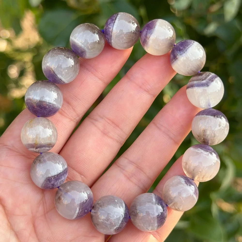 14mm‎ stretchable half half dream amethyst bracelet 1158